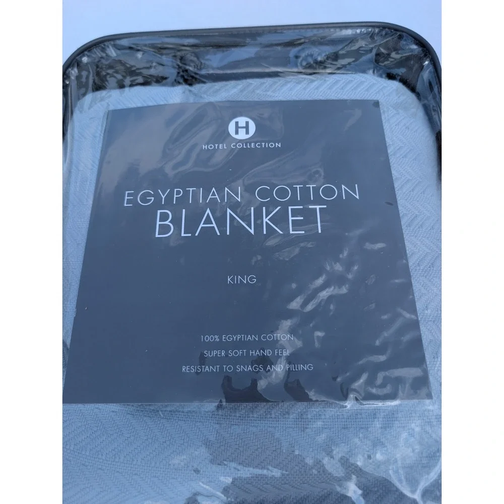 Hotel Collection Egyptian Cotton Blanket King Mist Herringbone 100% Cotton